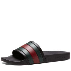 New Gucci 72 Slides Black Green Red 12 US